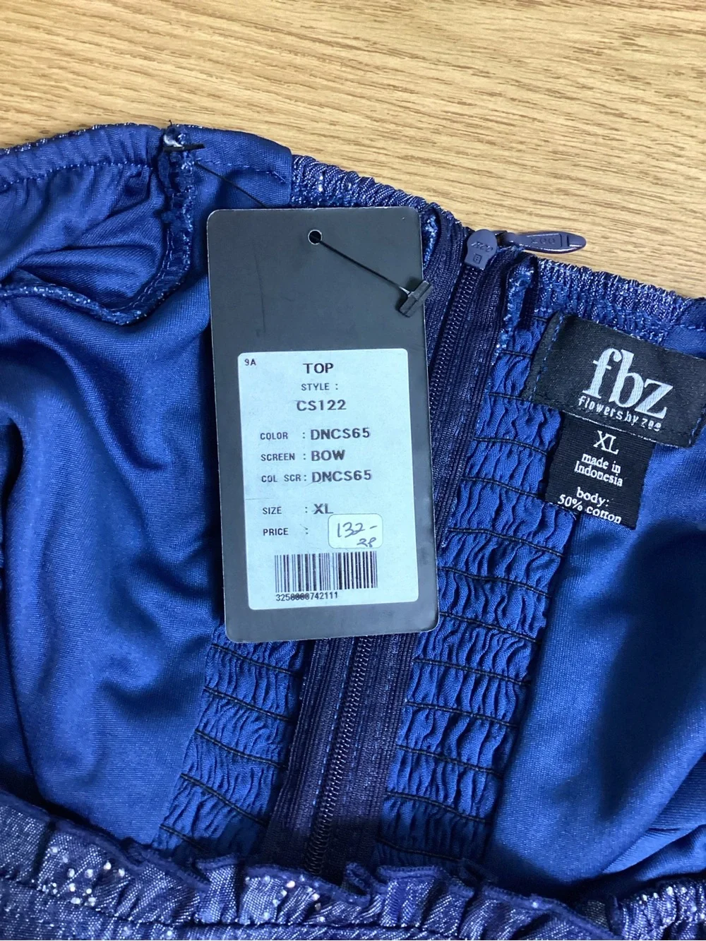 NWT FBZ Puff-Sleeve Denim/ Chambray Top- Tween; Size: XL